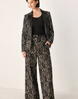 Flying Tomato Lace Theory Black and Camel Lace Wide Leg Pants