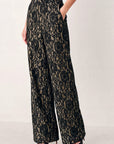 Flying Tomato Lace Theory Black and Camel Lace Wide Leg Pants