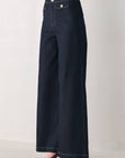 Flying Tomato Indigo Icon Button Detail Wide Leg Jeans