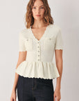 Flying Tomato | Camille Cream Peplum Cardigan