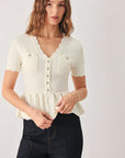 Flying Tomato | Camille Cream Peplum Cardigan