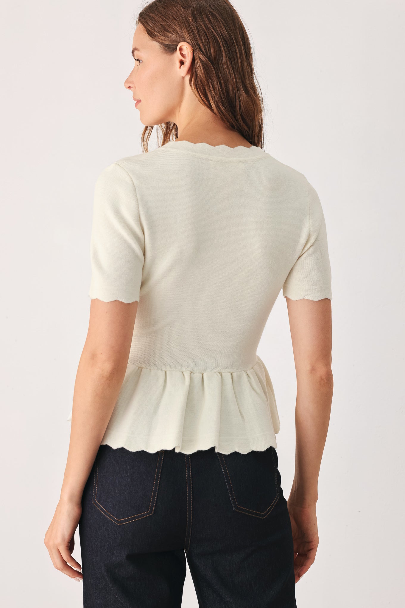 Flying Tomato | Camille Cream Peplum Cardigan