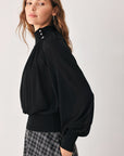 Flying Tomato Pearl-Button Draped Sweater