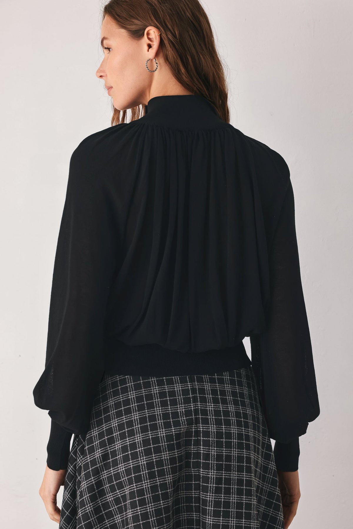 Flying Tomato Pearl-Button Draped Sweater