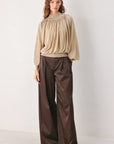 Flying Tomato Pearl-Button Draped Sweater
