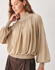 Flying Tomato Pearl-Button Draped Sweater