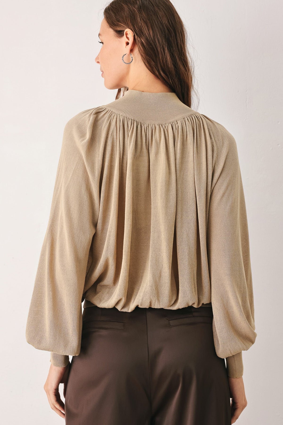 Flying Tomato Pearl-Button Draped Sweater