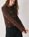 Flying Tomato Gemstone Glow Jewel Button Cropped Cardigan