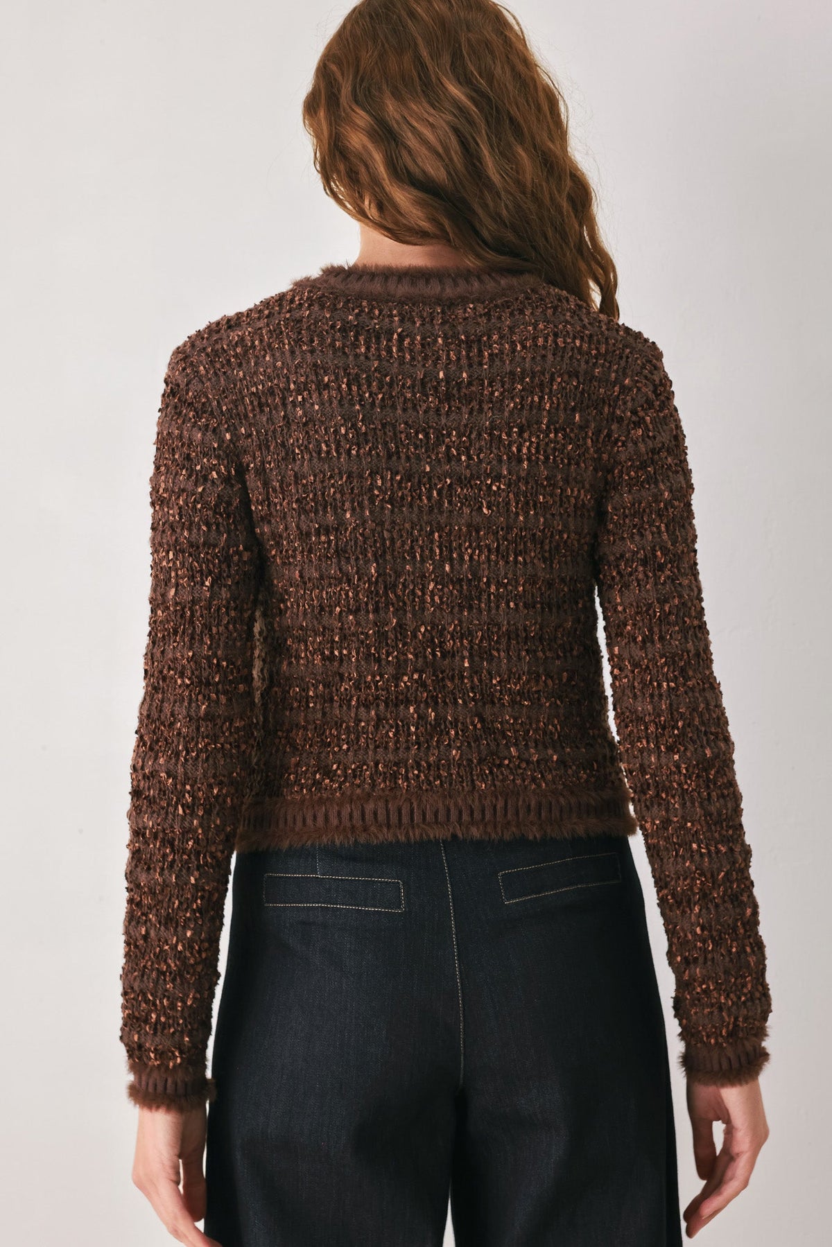 Flying Tomato Gemstone Glow Jewel Button Cropped Cardigan