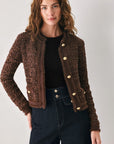 Flying Tomato Gemstone Glow Jewel Button Cropped Cardigan