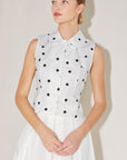 CAFÉ Noir Polka Woven Top