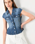 Lovely Collar Denim Top