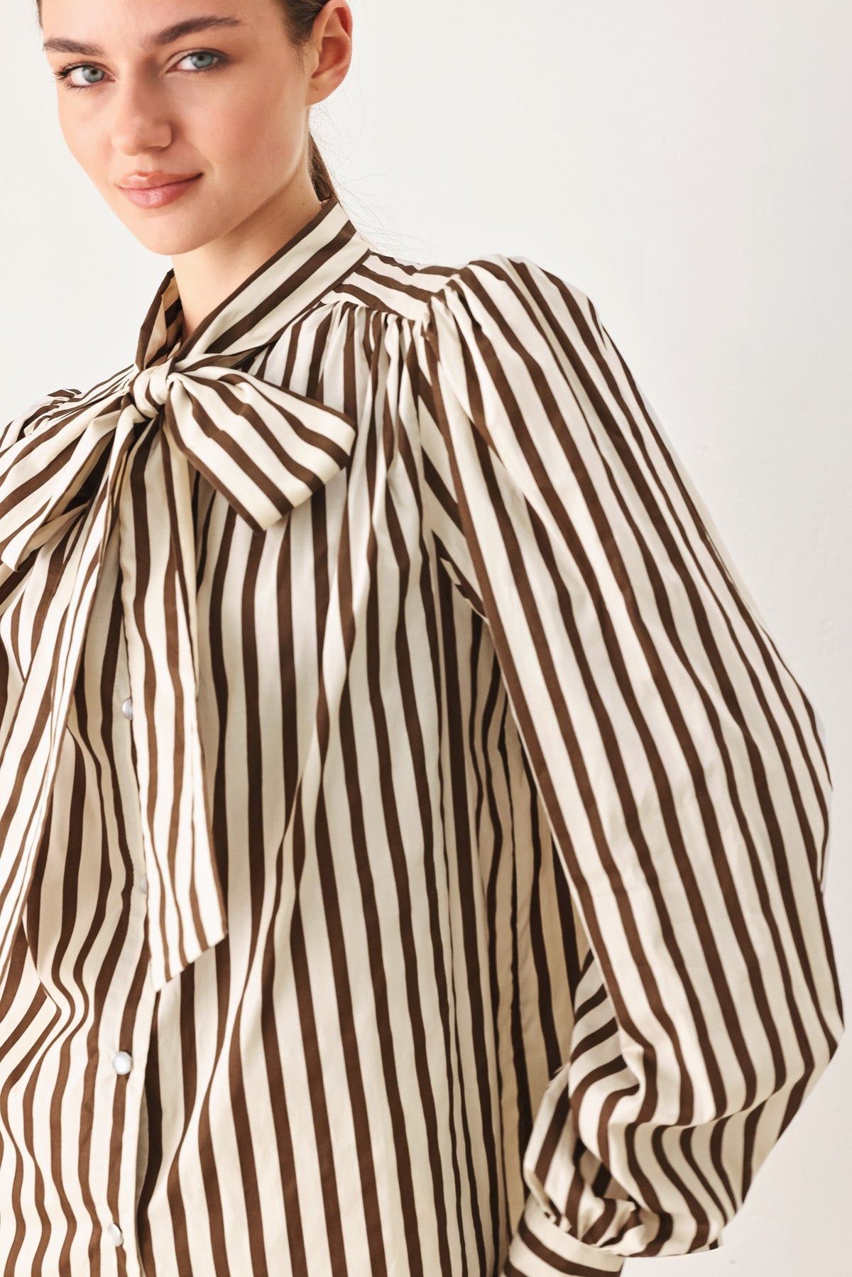 Flying Tomato Candyline Poet Striped Bow Blouse