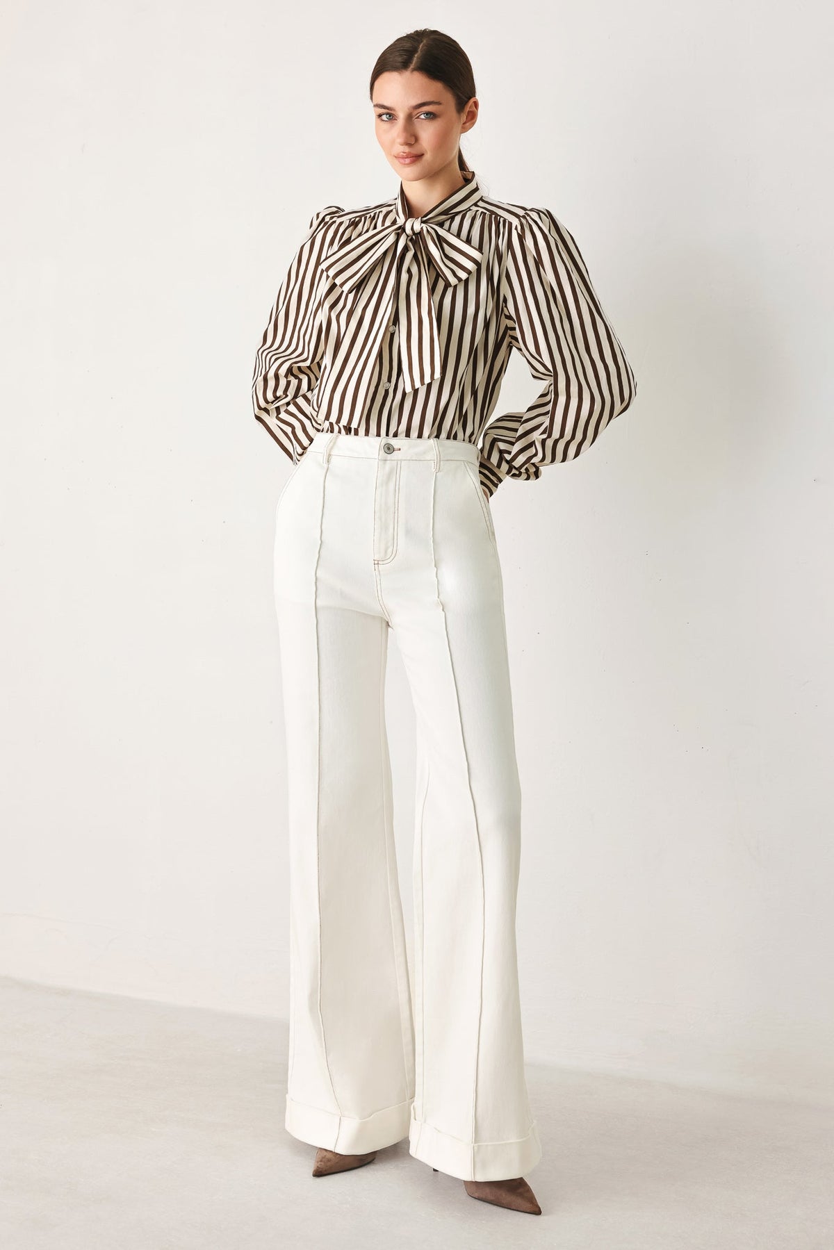 Flying Tomato Candyline Poet Striped Bow Blouse