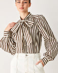 Flying Tomato Candyline Poet Striped Bow Blouse