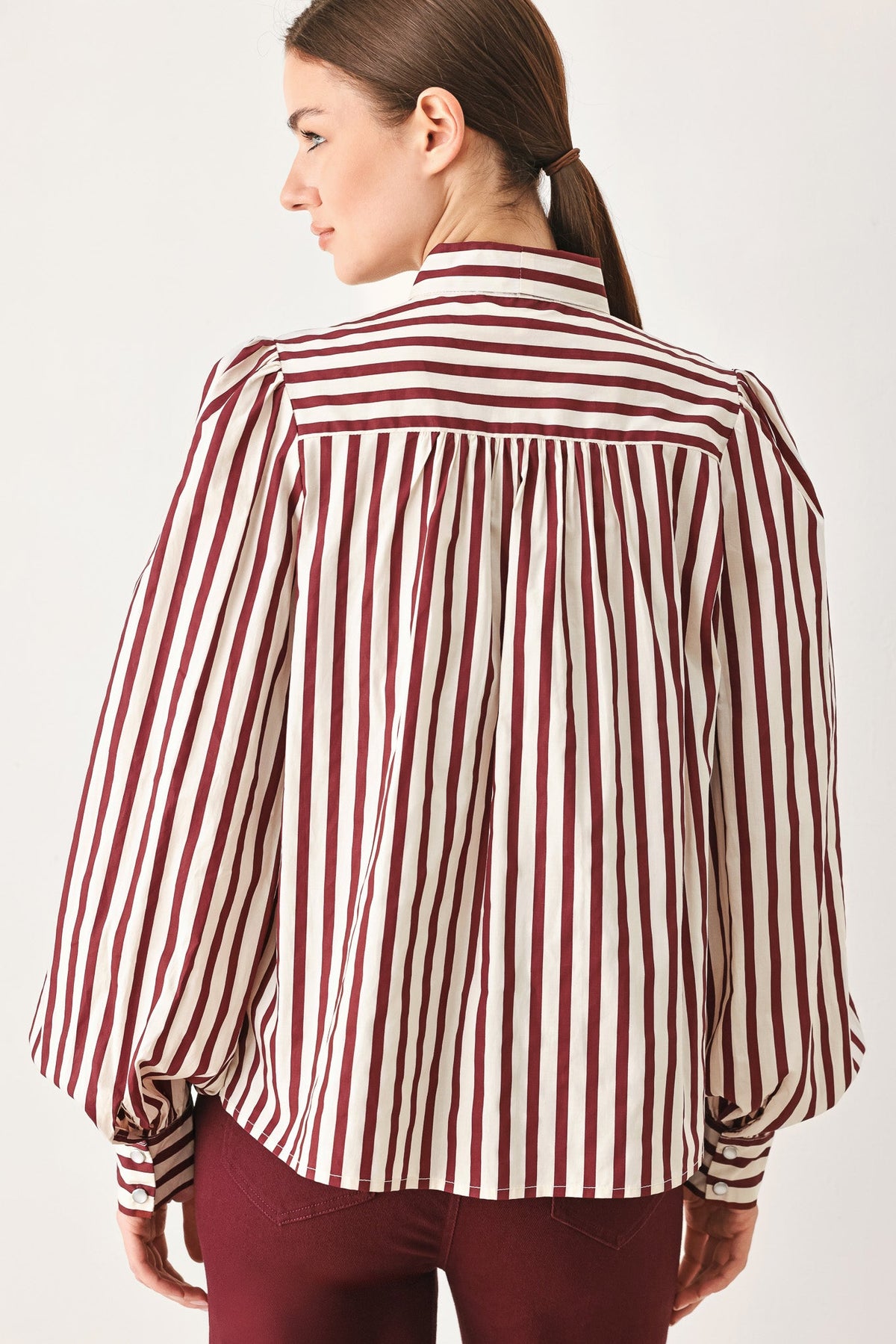 Flying Tomato Candyline Poet Striped Bow Blouse