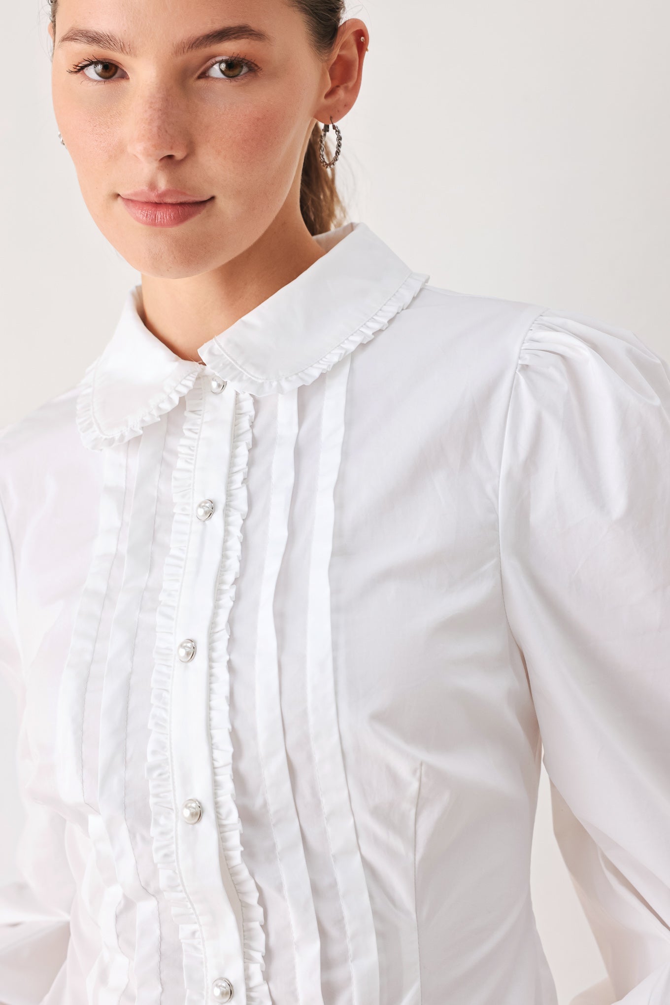 Flying Tomato | Romantic Pintuck Ruffle Blouse
