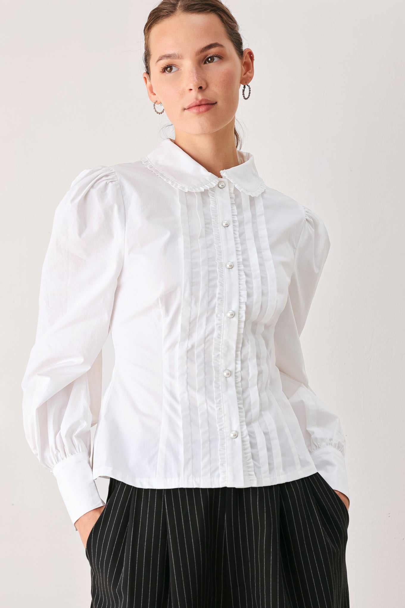 Flying Tomato | Romantic Pintuck Ruffle Blouse