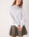 Flying Tomato Porcelain Lace Pintuck Blouse