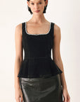 Flying Tomato | Midnight Glam Jeweled Velvet Peplum Top