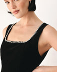 Flying Tomato | Midnight Glam Jeweled Velvet Peplum Top