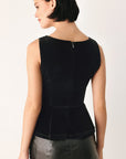 Flying Tomato | Midnight Glam Jeweled Velvet Peplum Top