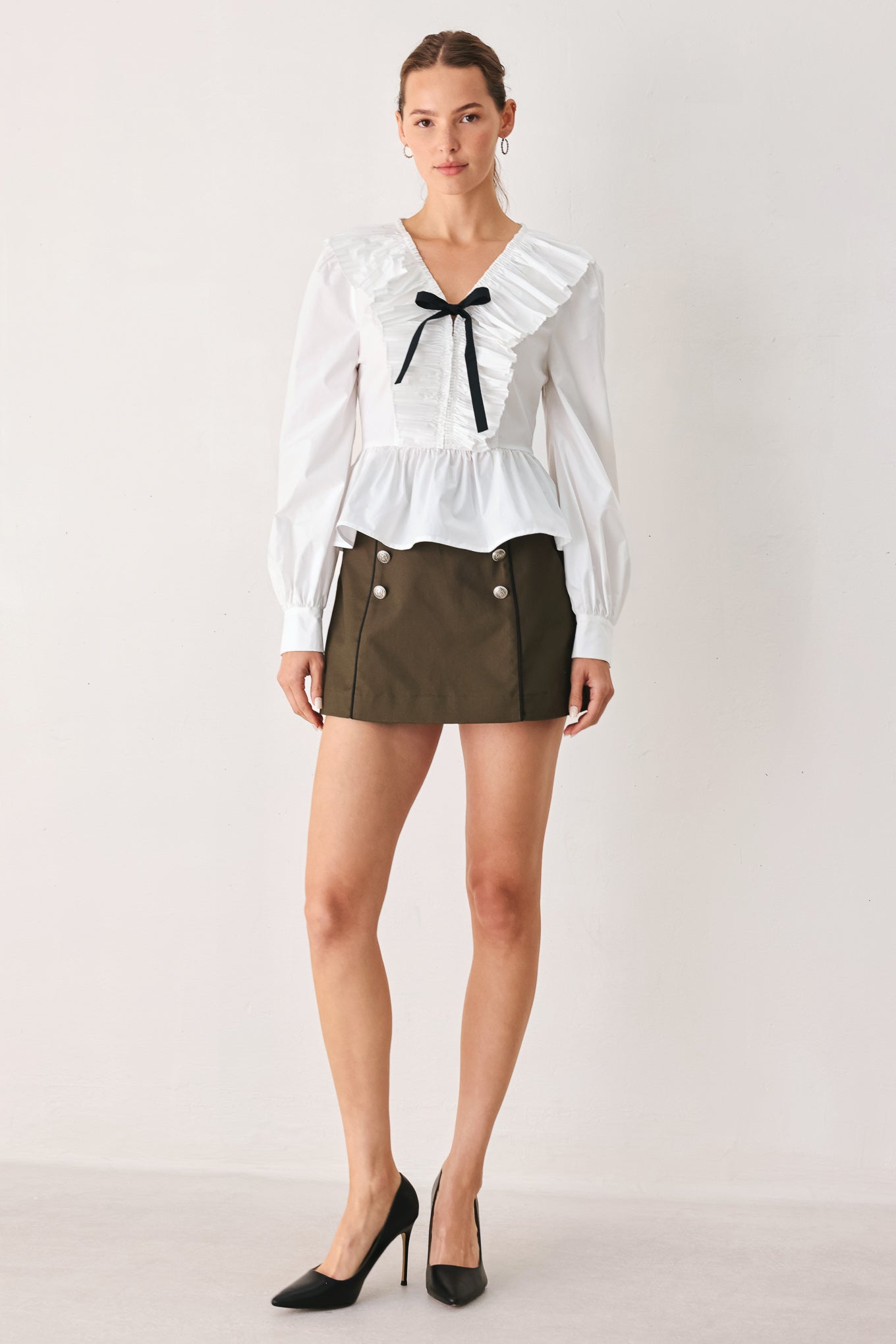 Flying Tomato Amelie Ruffle Bow Blouse