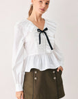 Flying Tomato Amelie Ruffle Bow Blouse