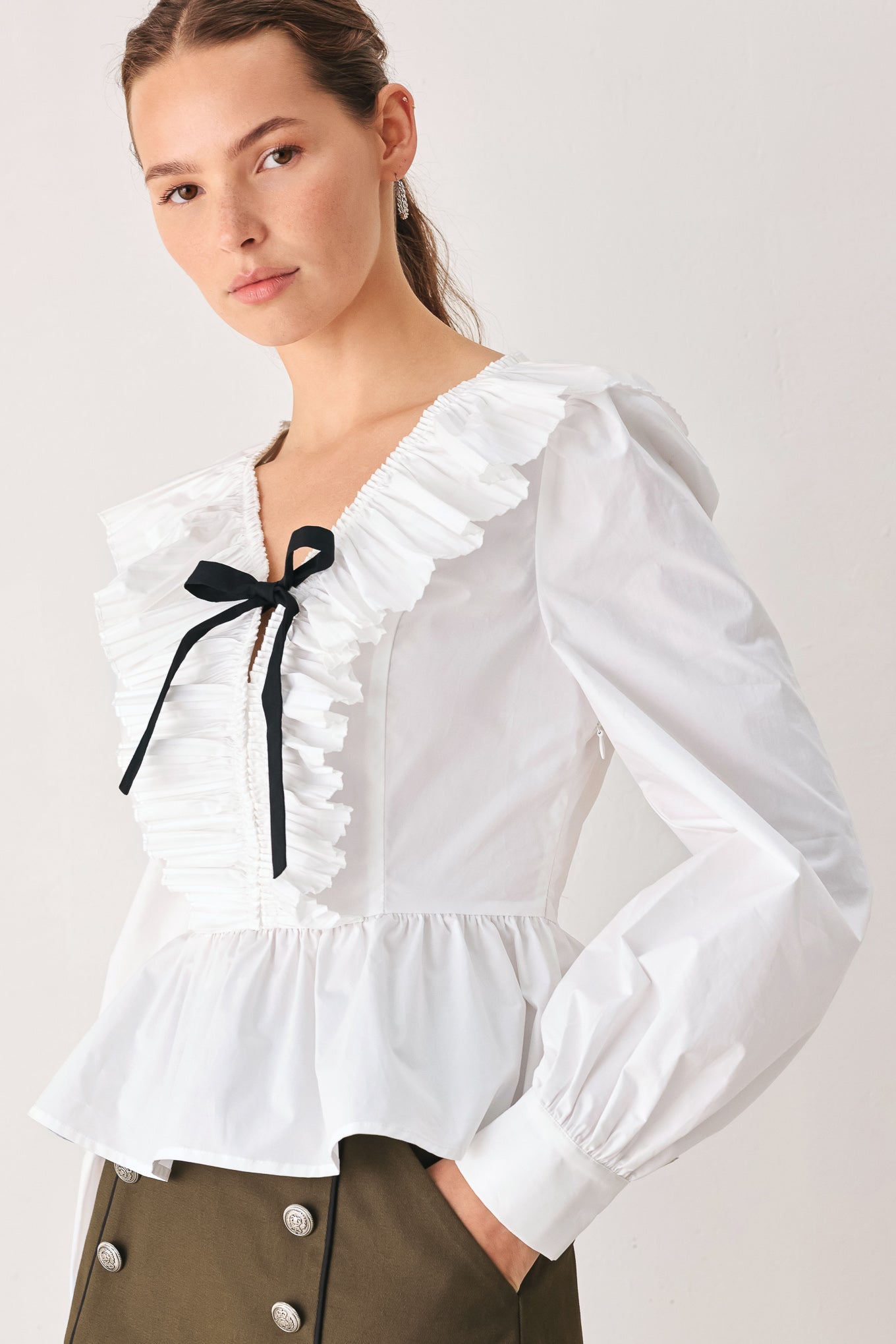 Flying Tomato Amelie Ruffle Bow Blouse