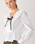 Flying Tomato Amelie Ruffle Bow Blouse