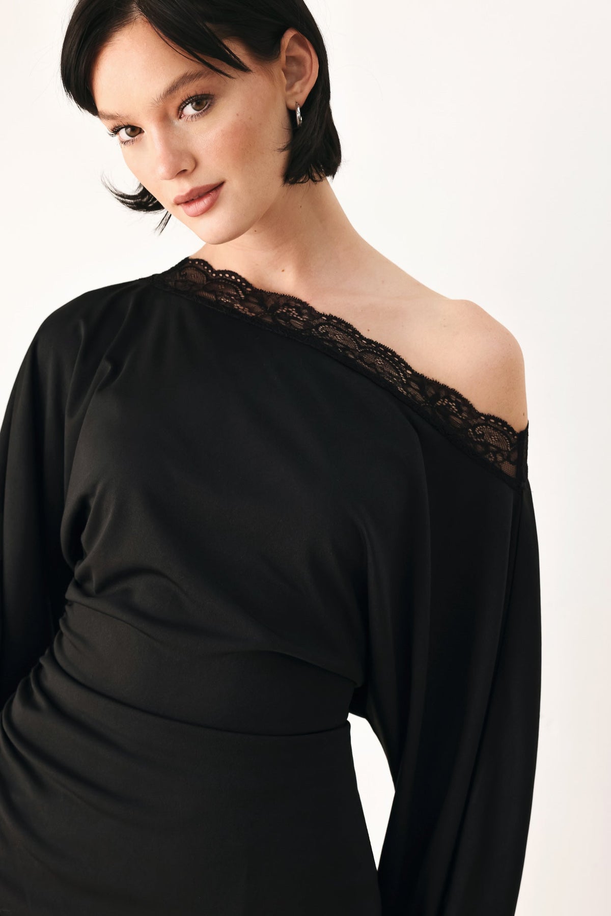 Flying Tomato | After Hours Lace-Trim Asymmetrical Top