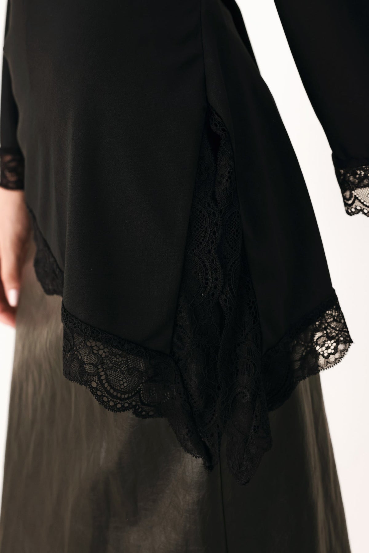 Flying Tomato | After Hours Lace-Trim Asymmetrical Top