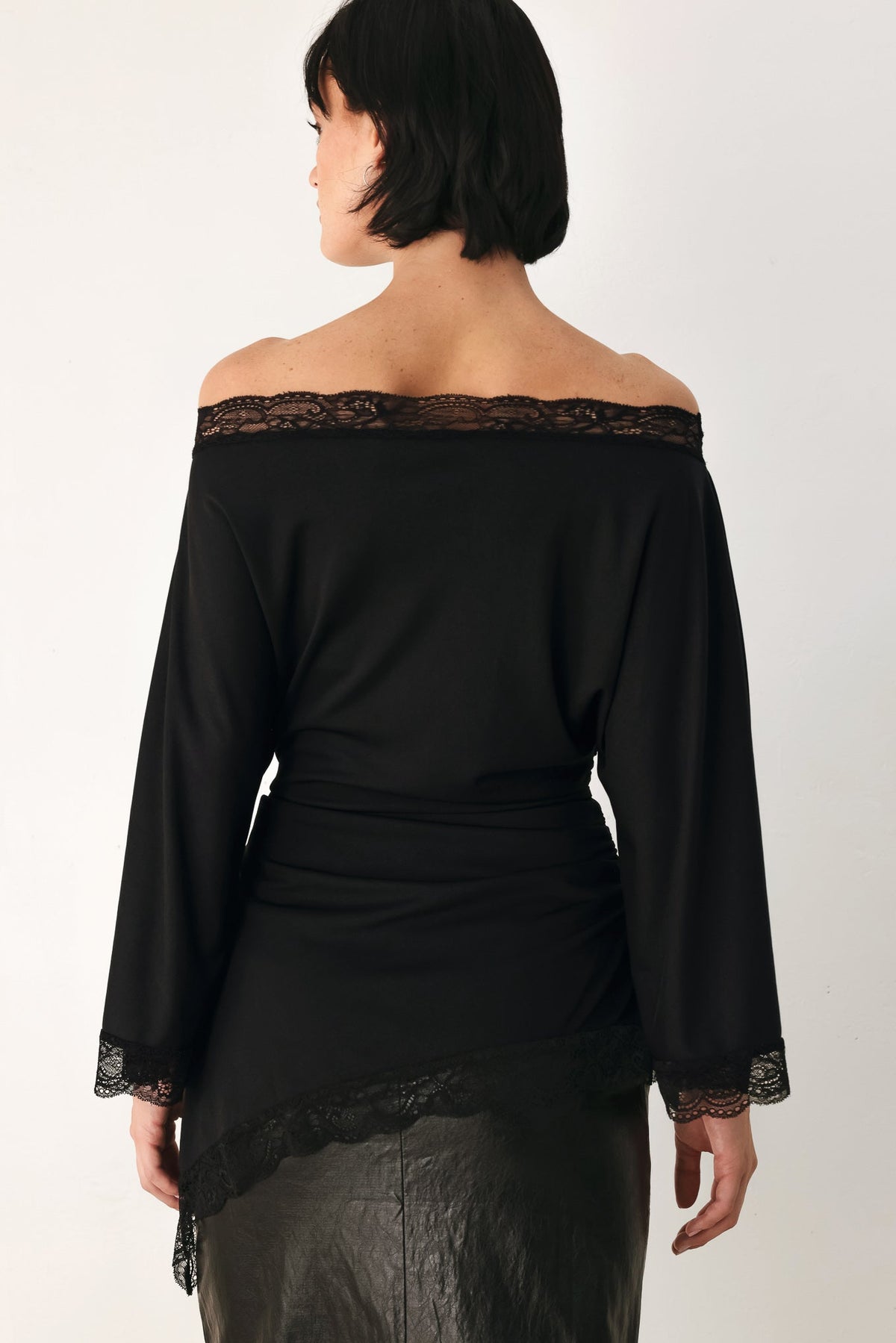 Flying Tomato | After Hours Lace-Trim Asymmetrical Top