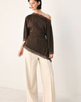 Flying Tomato | After Hours Lace-Trim Asymmetrical Top