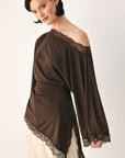Flying Tomato | After Hours Lace-Trim Asymmetrical Top