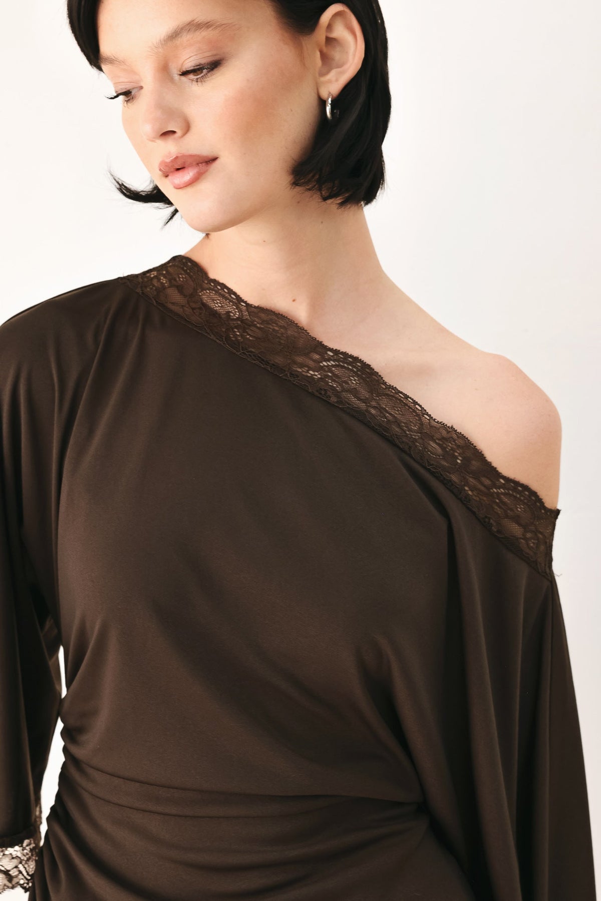 Flying Tomato | After Hours Lace-Trim Asymmetrical Top