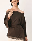 Flying Tomato | After Hours Lace-Trim Asymmetrical Top