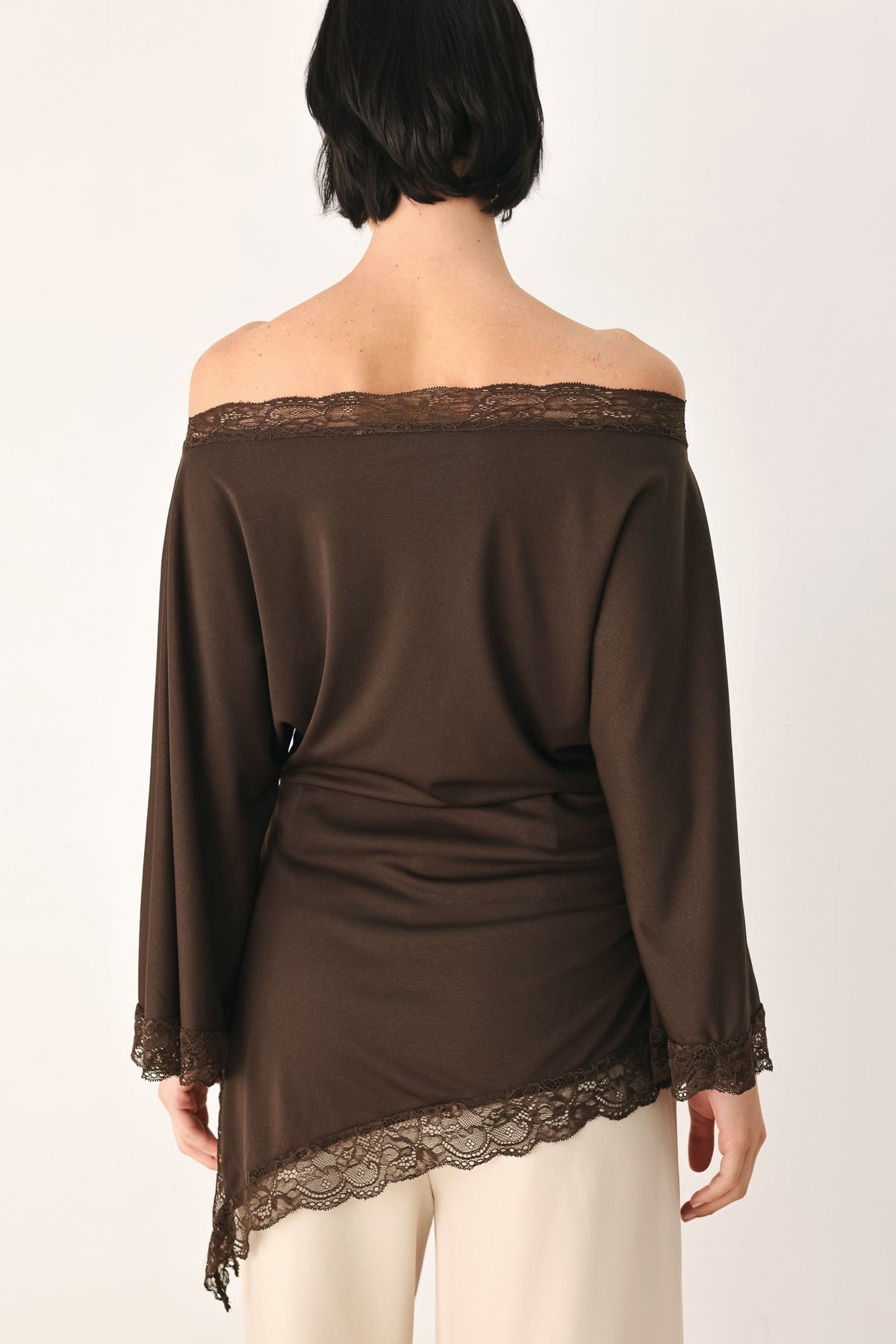 Flying Tomato | After Hours Lace-Trim Asymmetrical Top
