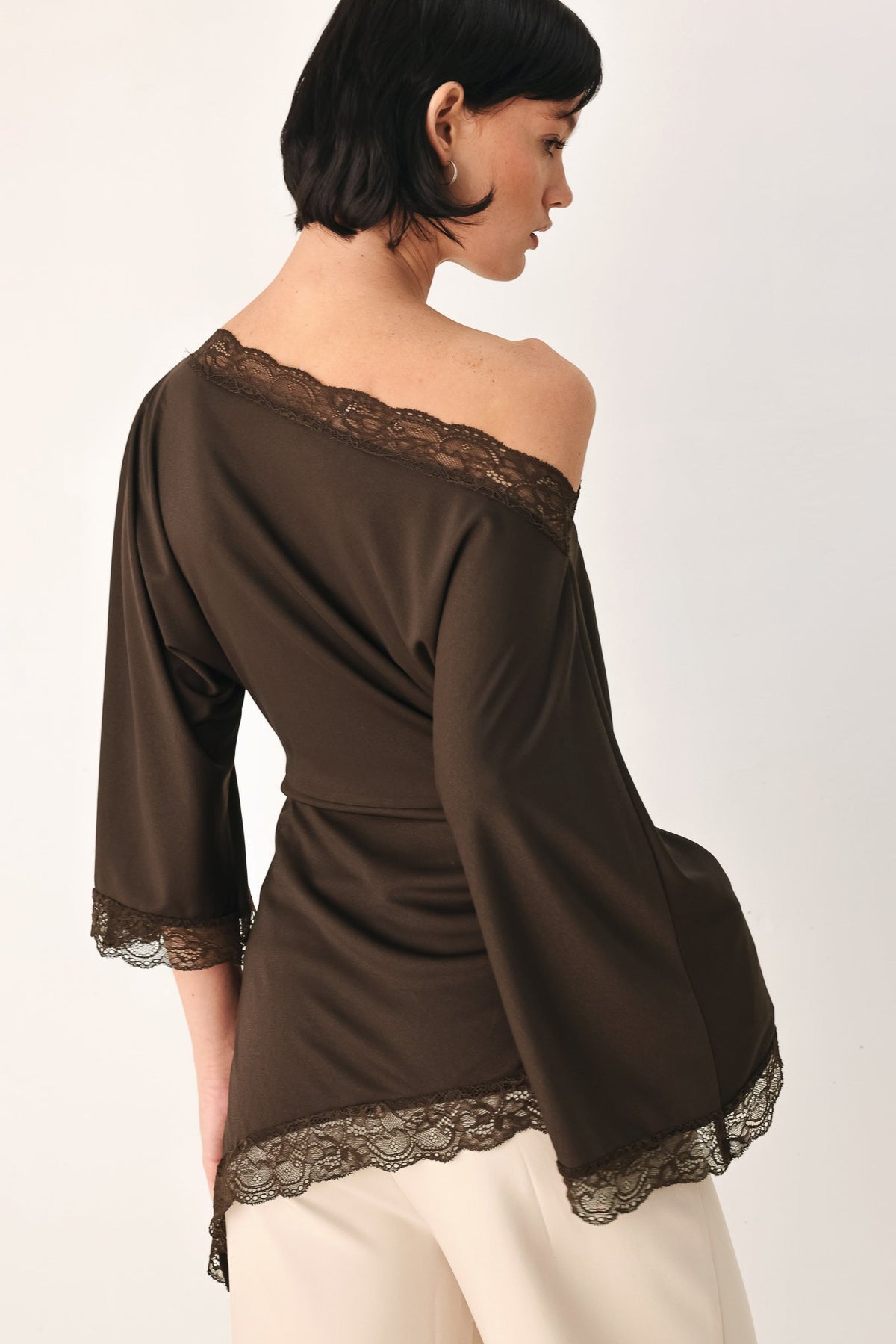 Flying Tomato | After Hours Lace-Trim Asymmetrical Top