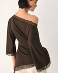 Flying Tomato | After Hours Lace-Trim Asymmetrical Top