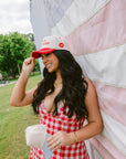 Kiss me I'm American - Red Vintage Trucker Hat - My Pampered Life Seattle