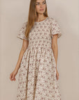 Maylee Dress in Cream Purple Floral