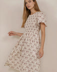 Maylee Dress in Cream Purple Floral