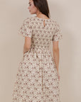 Maylee Dress in Cream Purple Floral