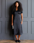 First Love Black Lace Trim Midi Dress