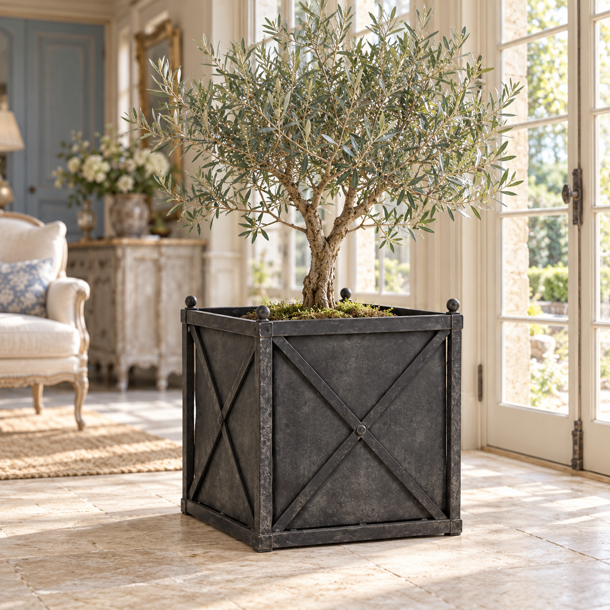Park Hill Large Metal Estate Planter – Noir