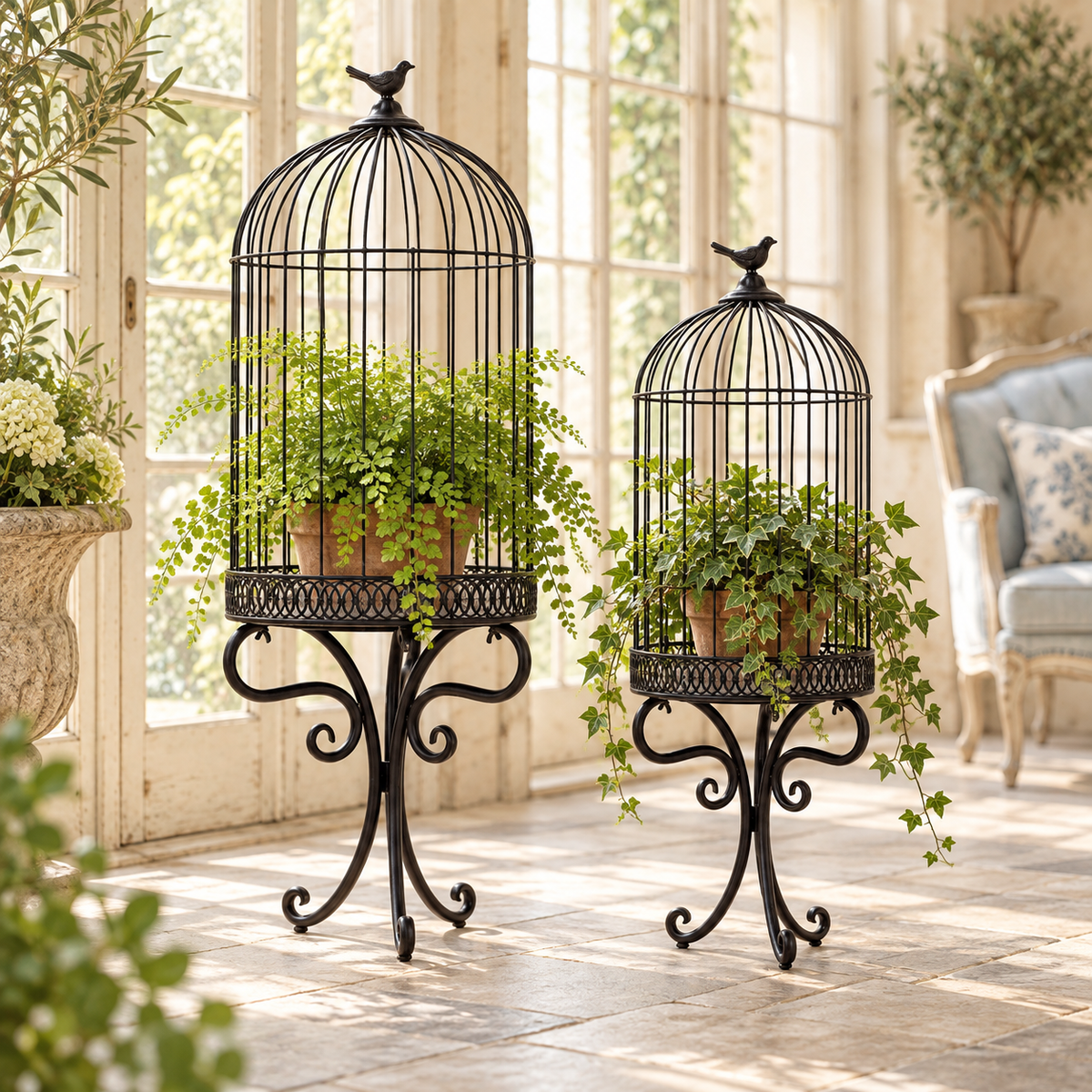 Park Hill Scrollwork Birdcage Planters – Set of 2