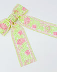 Lacey Flower Embroidered Bow Hair Clip