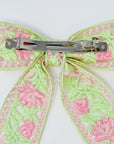 Lacey Flower Embroidered Bow Hair Clip