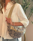 Vintage Floral Wide-Strap Sling Bag